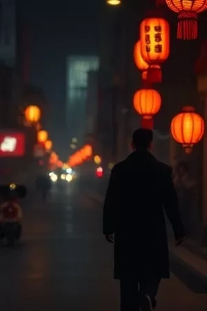 《灯屋四季》竖版海报，停电夜里亮着的四扇纸窗
