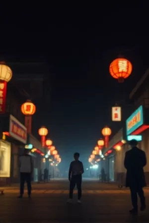 《纸灯笼纪行》竖版海报，山道两旁悬挂的纸灯笼